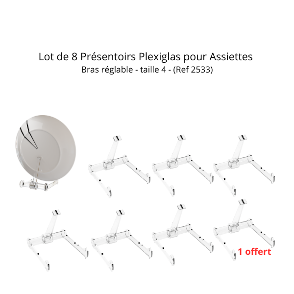 Lot de 8 - Présentoir Plexiglas pour Assiettes - T4