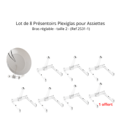 Lot de 8 - Présentoir plexiglas bras réglable - T2