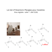 Lot de 6 - Présentoir Plexiglas pour assiette - Bras réglable - T1